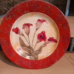 Vintage Red Lilies Plate